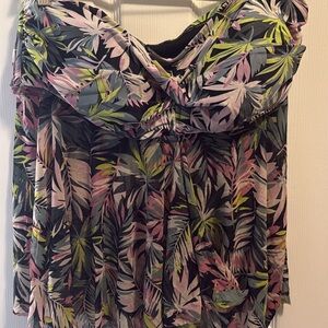Target Women's Leaf Print Swim Blouse - Black and Pink